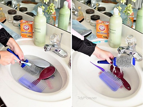 nettoyer brosse beaux cheveux les secrets pour avoir de beaux cheveux cleaning hairbrushes sink 650x486